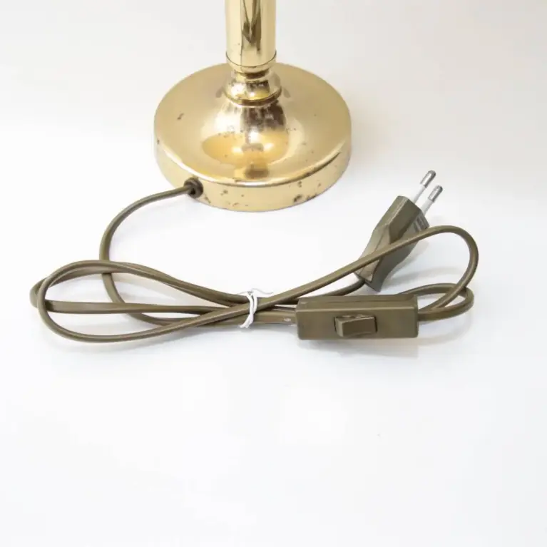 Tischlampe Messing Stoffbordüre Riss Lampenschirm 90er J