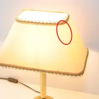 Tischlampe Messing Stoffbordüre Riss Lampenschirm 90er J