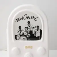 Porzellan Tischlampe Radio-Design „New Orleans“ – dekorative Vintage Leuchte