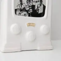 Porzellan Tischlampe Radio-Design „New Orleans“ – dekorative Vintage Leuchte