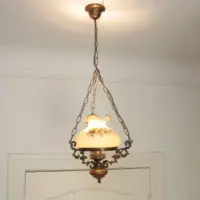 Deckenlampe Hängelampe Petroleum Glasschirm 90cm Vintage