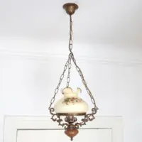 Deckenlampe Hängelampe Petroleum Glasschirm 90cm Vintage