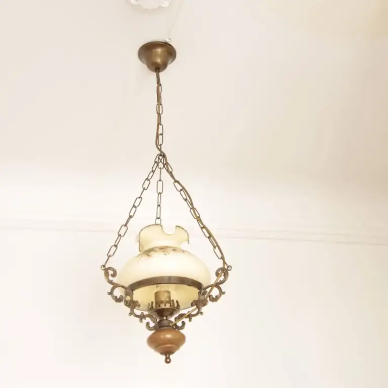 Deckenlampe Hängelampe Petroleum Glasschirm 90cm Vintage