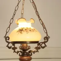 Deckenlampe Hängelampe Petroleum Glasschirm 90cm Vintage