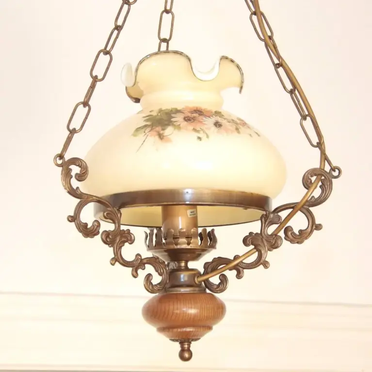Deckenlampe Hängelampe Petroleum Glasschirm 90cm Vintage