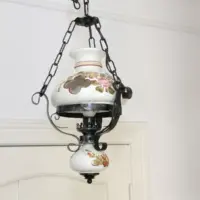 Deckenlampe Hängelampe Petroleum Glasschirm 75-150cm Vintage