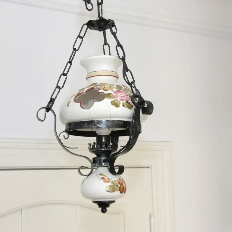 Deckenlampe Hängelampe Petroleum Glasschirm 75-150cm Vintage