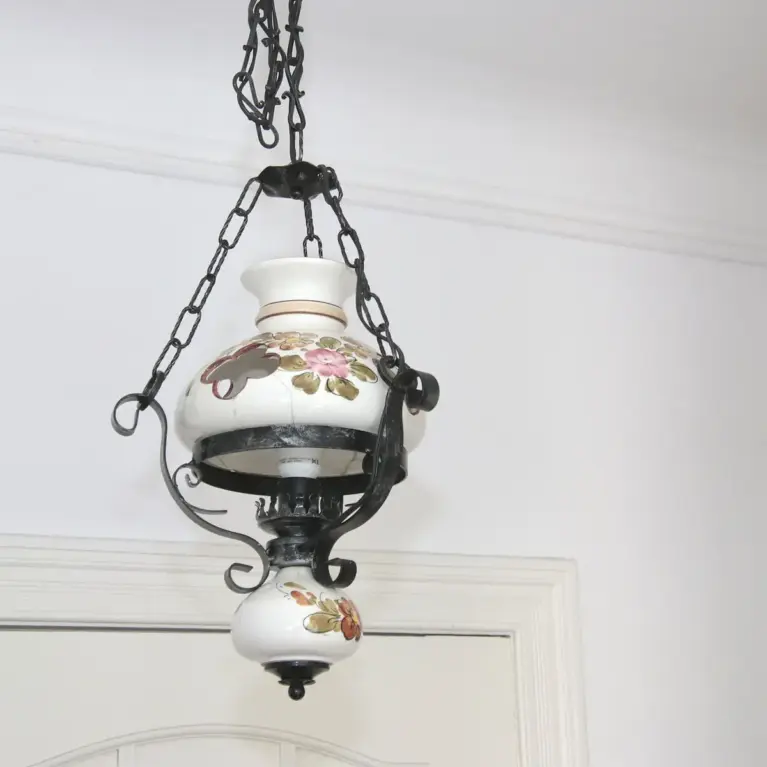 Deckenlampe Hängelampe Petroleum Glasschirm 75-150cm Vintage