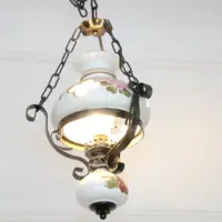 Deckenlampe Hängelampe Petroleum Glasschirm 75-150cm Vintage