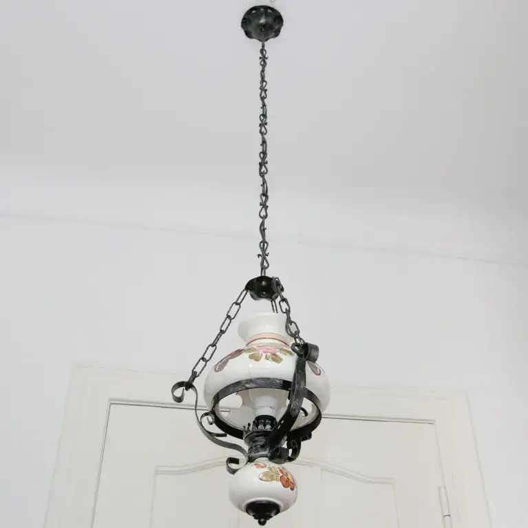 Deckenlampe Hängelampe Petroleum Glasschirm 75-150cm Vintage
