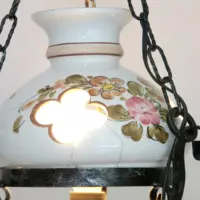 Deckenlampe Hängelampe Petroleum Glasschirm 75-150cm Vintage