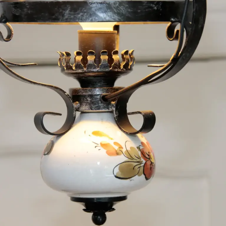 Deckenlampe Hängelampe Petroleum Glasschirm 75-150cm Vintage
