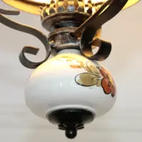 Deckenlampe Hängelampe Petroleum Glasschirm 75-150cm Vintage