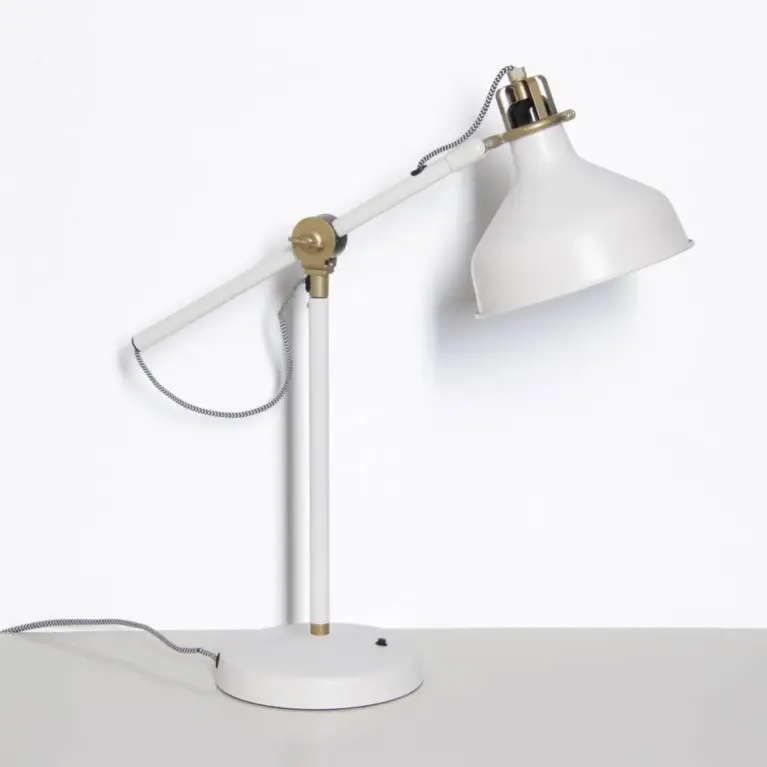 Schreibtischlampe Tischlampe Weiß Messing-Akzente