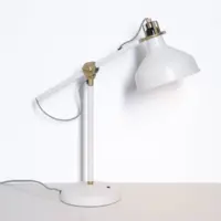 Schreibtischlampe Tischlampe Weiß Messing-Akzente