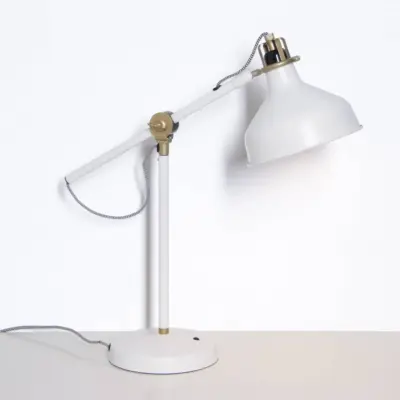 Schreibtischlampe Tischlampe Weiß Messing-Akzente