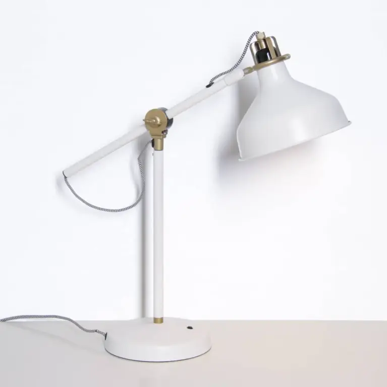 Schreibtischlampe Tischlampe Weiß Messing-Akzente