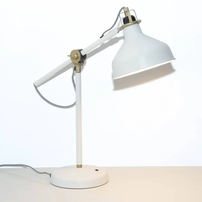 Schreibtischlampe Tischlampe Weiß Messing-Akzente