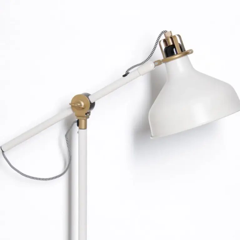Schreibtischlampe Tischlampe Weiß Messing-Akzente