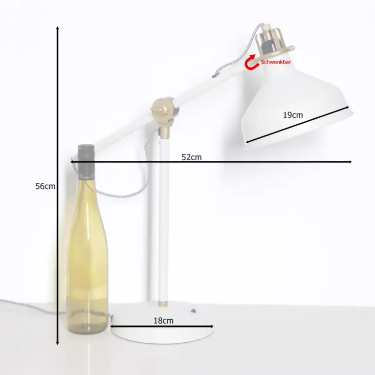 Schreibtischlampe Tischlampe Weiß Messing-Akzente
