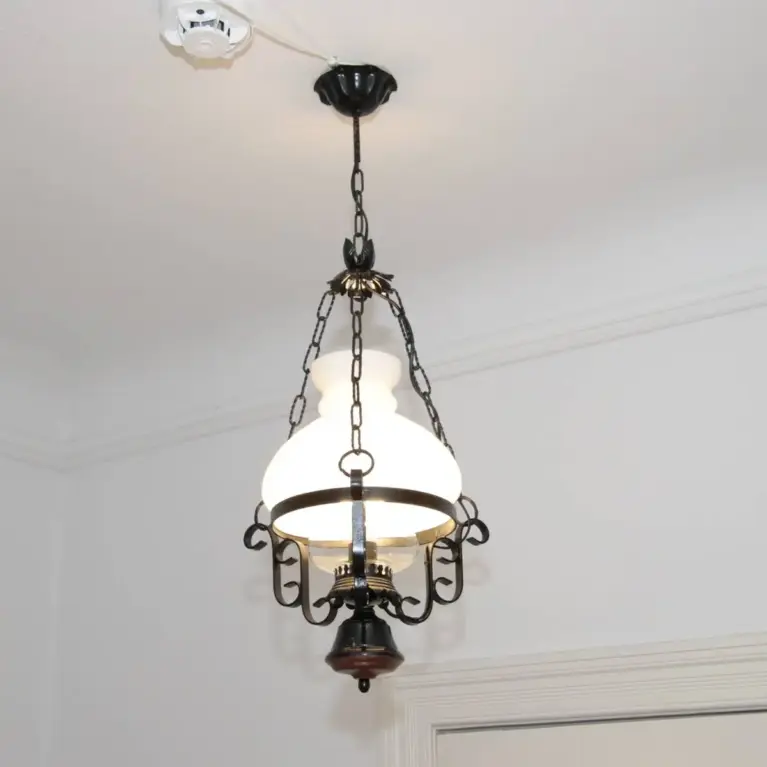 Deckenlampe Hängelampe Petroleum Glasschirm Schwarz 90cm Vintage