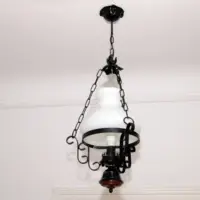 Deckenlampe Hängelampe Petroleum Glasschirm Schwarz 90cm Vintage