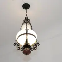 Deckenlampe Hängelampe Petroleum Glasschirm Schwarz 90cm Vintage