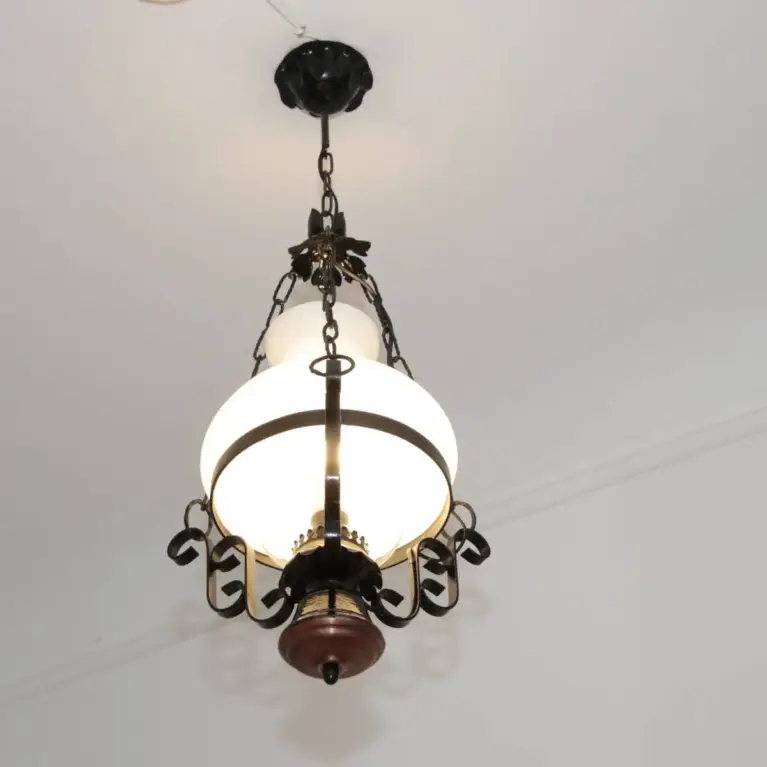 Deckenlampe Hängelampe Petroleum Glasschirm Schwarz 90cm Vintage