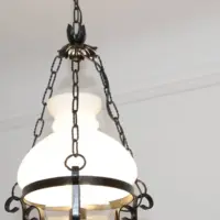 Deckenlampe Hängelampe Petroleum Glasschirm Schwarz 90cm Vintage