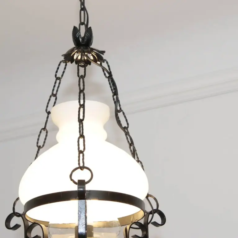 Deckenlampe Hängelampe Petroleum Glasschirm Schwarz 90cm Vintage