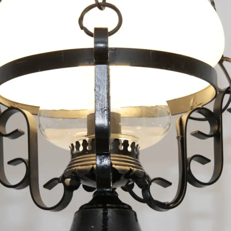 Deckenlampe Hängelampe Petroleum Glasschirm Schwarz 90cm Vintage