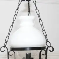Deckenlampe Hängelampe Petroleum Glasschirm Schwarz 90cm Vintage