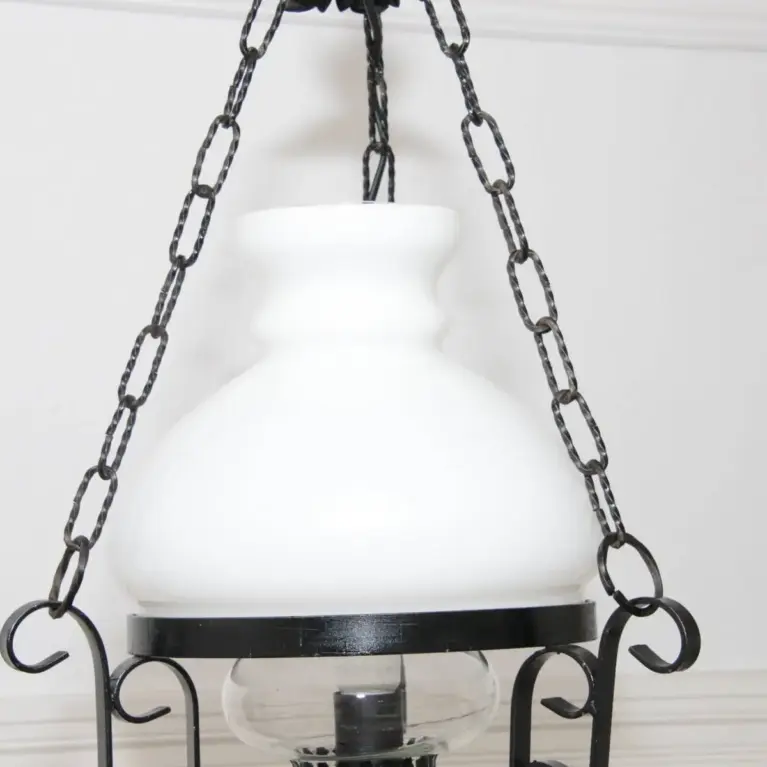 Deckenlampe Hängelampe Petroleum Glasschirm Schwarz 90cm Vintage