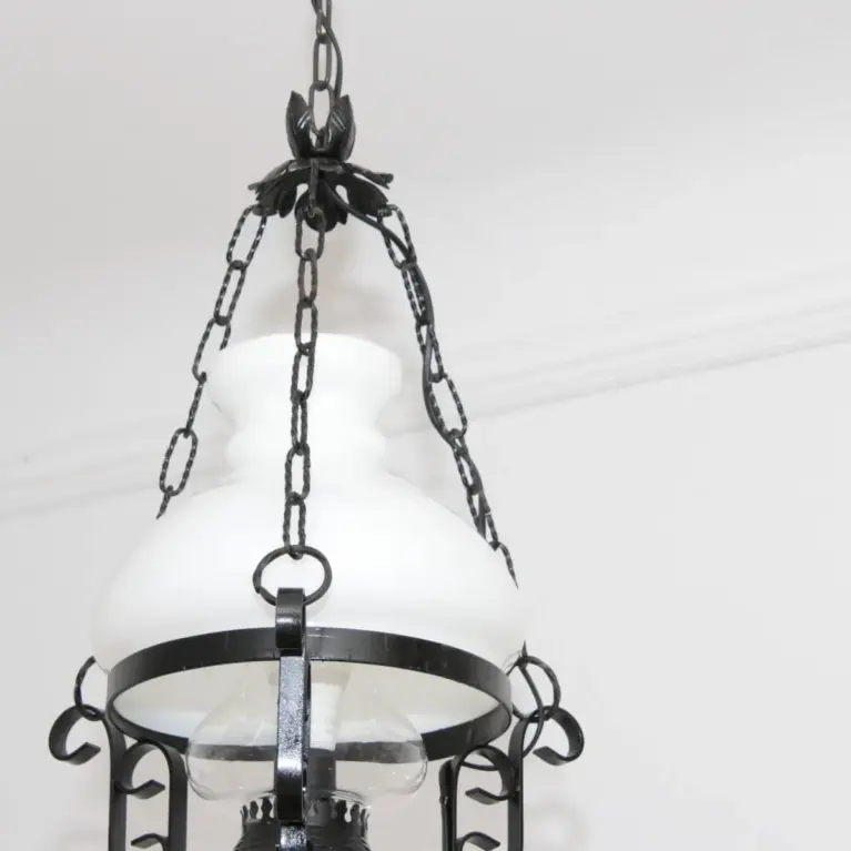 Deckenlampe Hängelampe Petroleum Glasschirm Schwarz 90cm Vintage