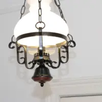 Deckenlampe Hängelampe Petroleum Glasschirm Schwarz 90cm Vintage