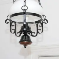 Deckenlampe Hängelampe Petroleum Glasschirm Schwarz 90cm Vintage