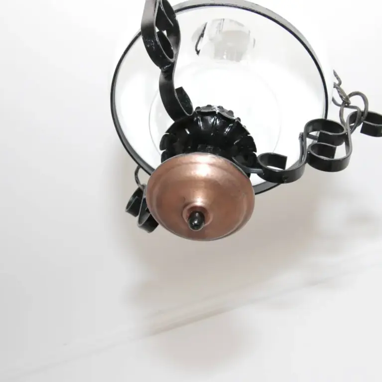 Deckenlampe Hängelampe Petroleum Glasschirm Schwarz 90cm Vintage
