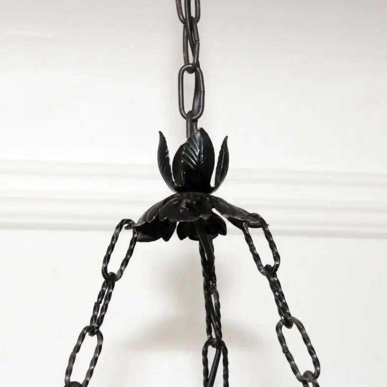 Deckenlampe Hängelampe Petroleum Glasschirm Schwarz 90cm Vintage