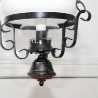 Deckenlampe Hängelampe Petroleum Glasschirm Schwarz 90cm Vintage