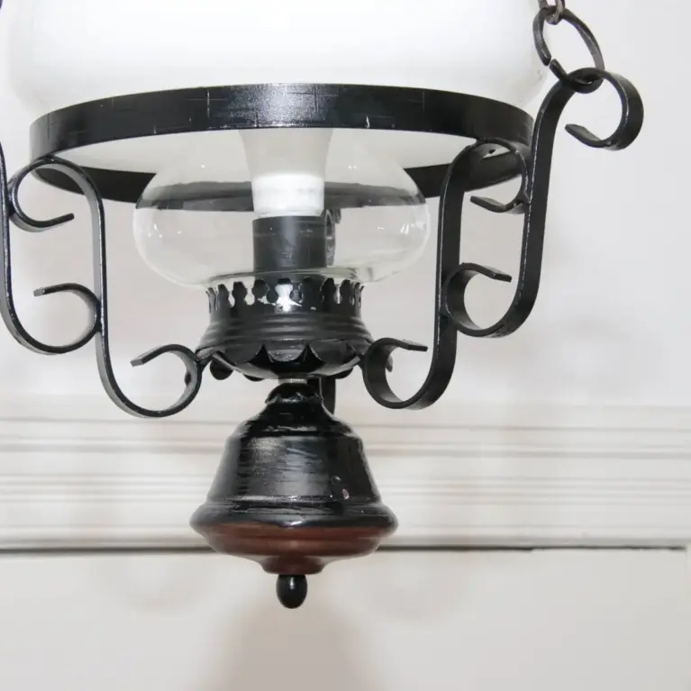 Deckenlampe Hängelampe Petroleum Glasschirm Schwarz 90cm Vintage