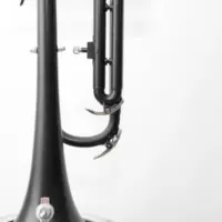 Trompetenlampe Stehlampe Schwarz Glasschirm Unikat